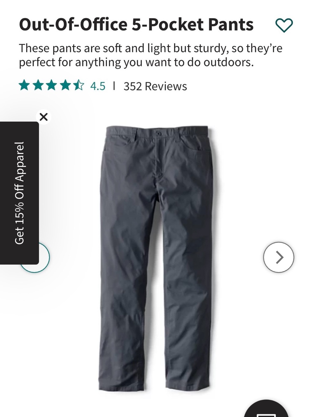 Orvis Out-Of-Office 5-Pocket Pants - Gray